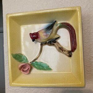 River Thames Ceramics Wall Pocket with Bird & Rose